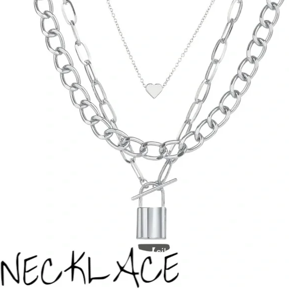 Heart, lock & Chain Necklace - Picture 1 of 1